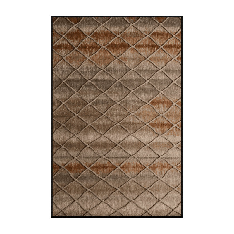 Tapis brun treillis lavable à la machine