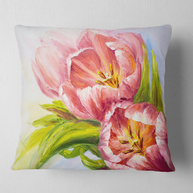 Coussin Tulipes, 16 po x 1 po, Carré