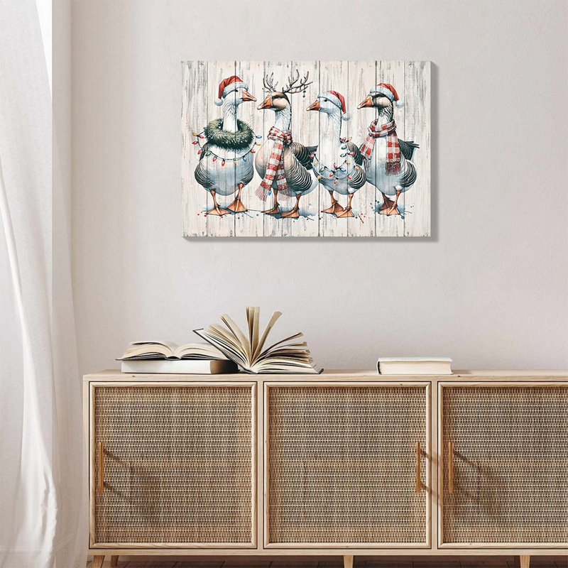 Reproduction d'art encadrée de canard rétro