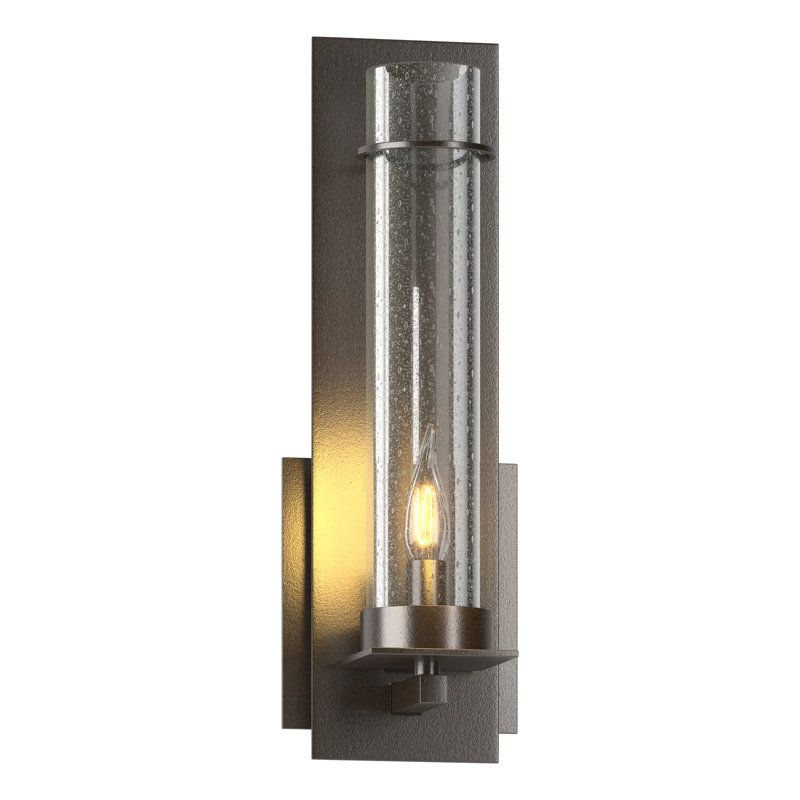New Town 1 - Light Dimmable Armed Sconce, Seeded Clear Glass, Oil Rubbed Bronze, 12.6" H x 4.25" W x 3.7" D