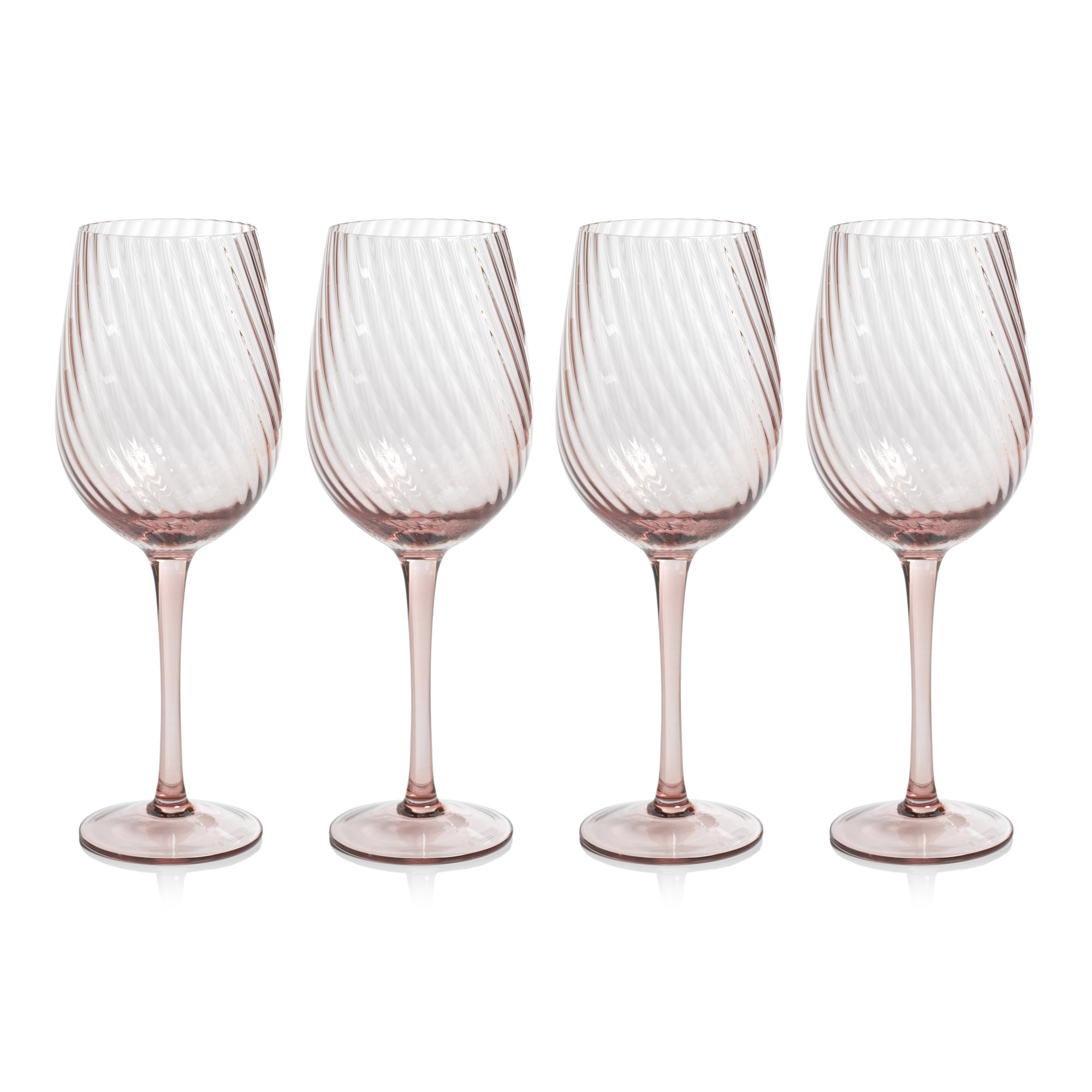 Sesto Optic Swirl White Wine Glasses, Set of 4, Lilac