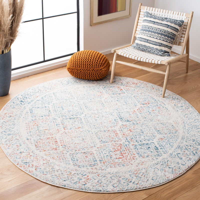 Tapis ivoire / terre cuite Dennison Southwestern, Rond 3 pi