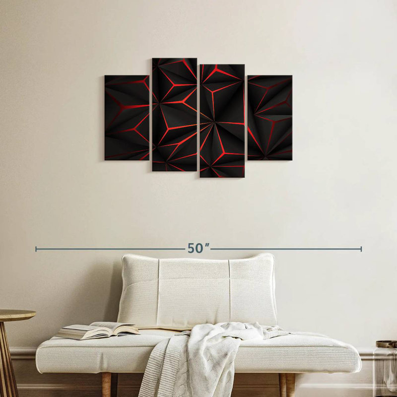Avery Black And Red Abstract, 22" H x 36" W
