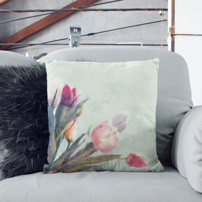 Bunch of Pink Tulips Cushion with Filling