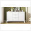 Buffet à motif ondulé - 3 tablettes réglables, 3 tiroirs et portes à fermeture en douceur, console de rangement avec poignées en métal, convient pour le bureau, le couloir et le salon, 3 couleurs-1907263764