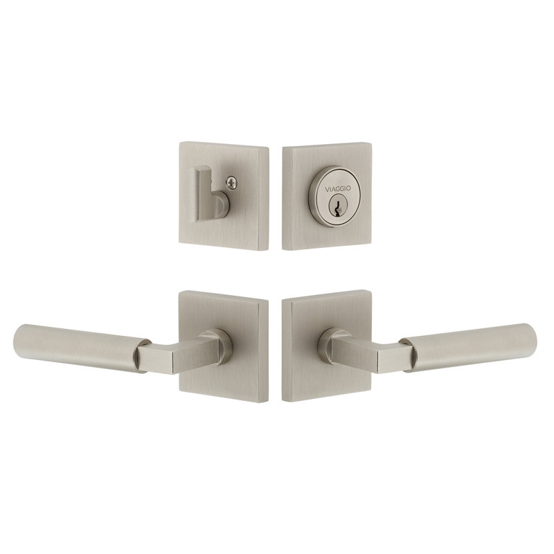 Ensemble d'entrée complet Rosette Viaggio Quadrato avec levier Contempo, 2.375", Droite, Nickel satiné