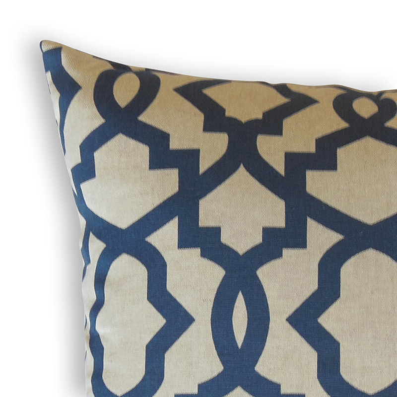Oma Square Pillow Cover & Insert, Cream/Navy, Height(24") x Width(24")