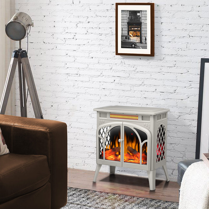 24-inch Freestanding Electric Fireplace Stove – 3d Controllable Flame, 4 Color Options, 1500w/5100btu, Adjustable Thermostat (50℉-99℉)