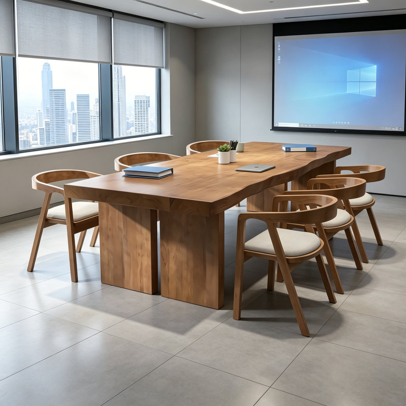 Simple Wave Solid Wood Pine Conference Tables, 29.5" H x 70.87" L x 31.5" D