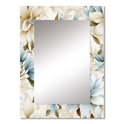 Cerabino White Mandalas Chrysanthemum Boho Pattern - Floral Unique Mirror, Floral Large Wall Mirror, Printed Metal Art