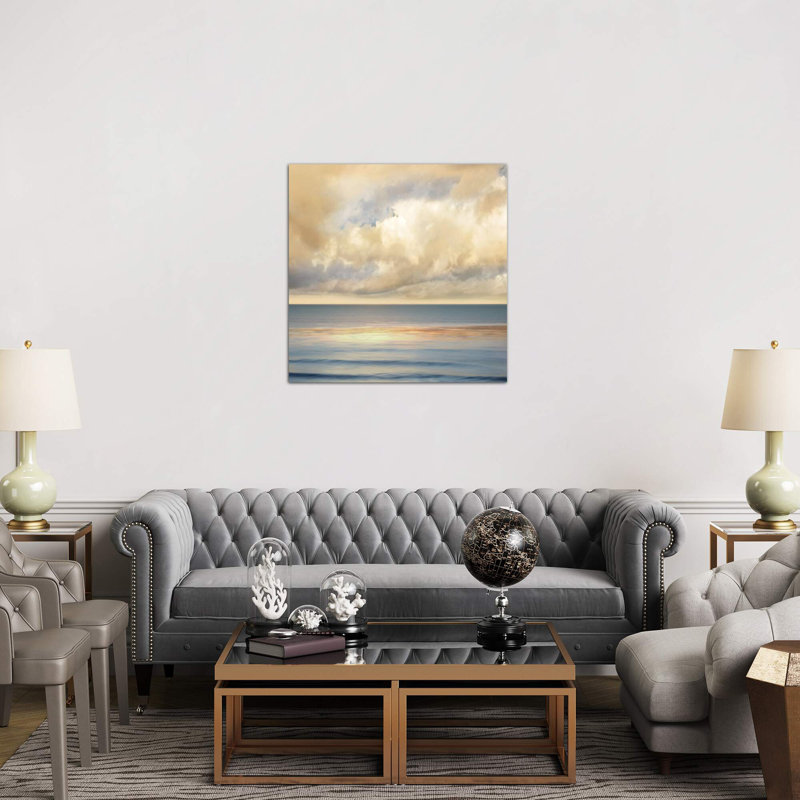 Ocean Light II by John Seba - Print on Canvas, 45.72 cm H x 45.72 cm W, Black Floater Framed