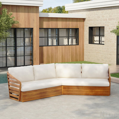 Royal Acacia Patio V Sofa Setctional Set, Beige