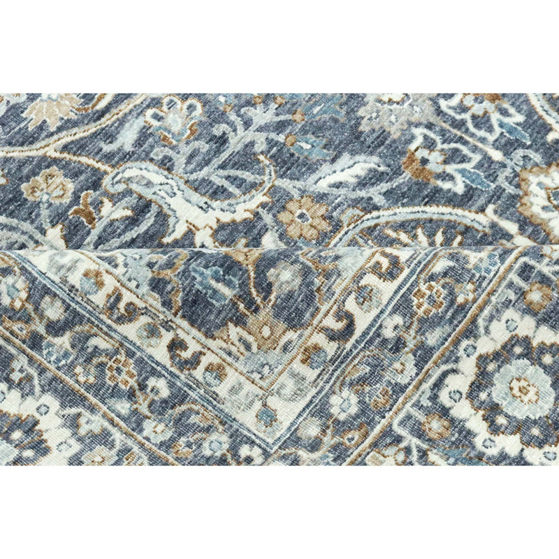 High-Quality Hand-Knotted Charcoal Area Rug, Rectangle 5' x 8'