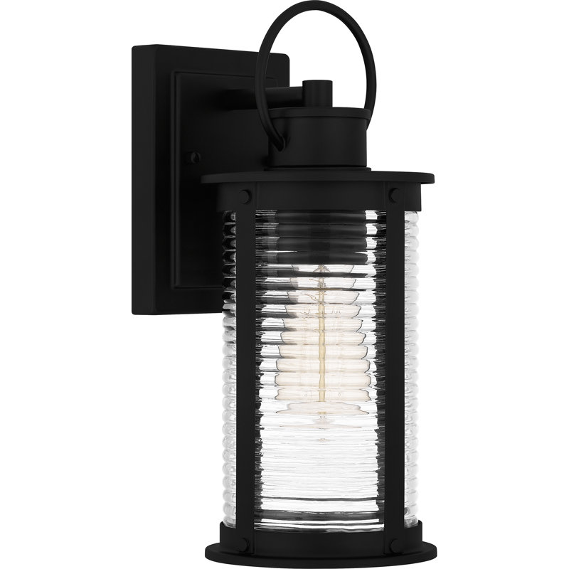 Abhiraam 1-Light Matte Black Outdoor Wall Lantern, 13.25" H x 5.5" W x 7" D