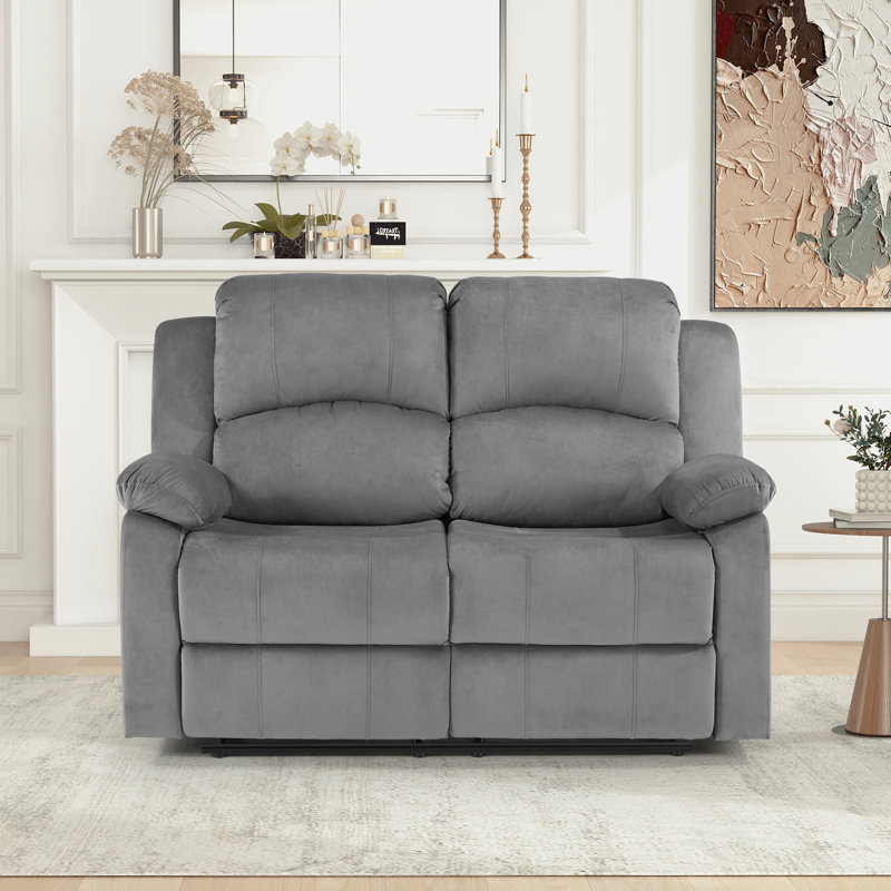  Canapé inclinable manuel moderne en microfibre avec dossier ultra doux et doux pour la peau, Bleu gris
