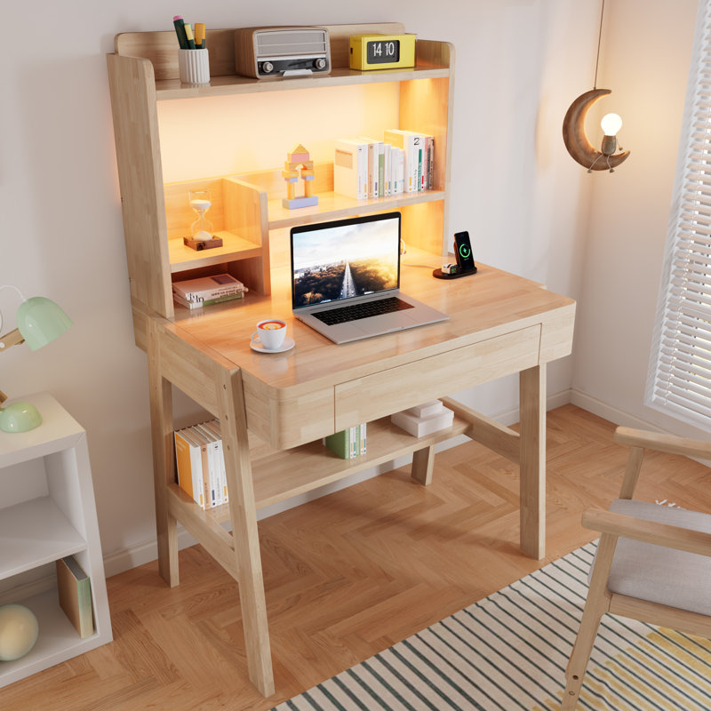 Solid Wood Study Desk With Storage