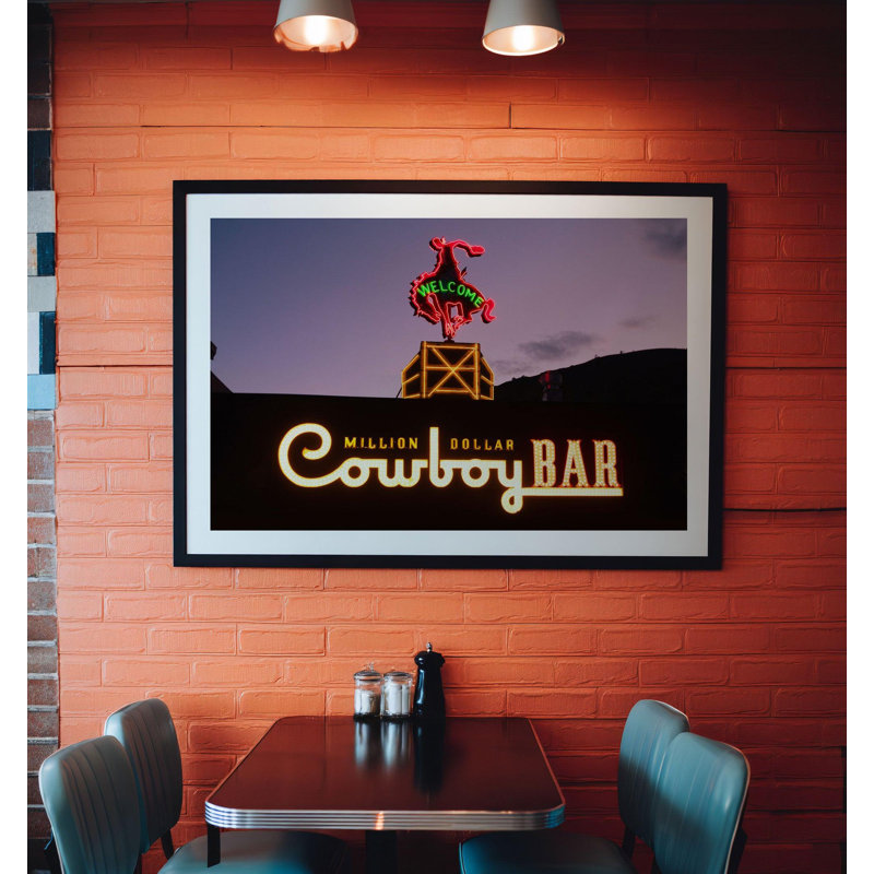 «Million Dollar Cowboy», H 14 po x l 18 po, Noir, Impression encadrée sans passe-partout