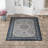 Emanuel Traditional Machine Woven Flatweave Cream and Blue Area Rug with Non Skid Backing-31943120
