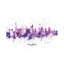 Las Vegas Nevada Skyline Splash Purple by Michael Tompsett - 1 Piece Wrapped Canvas Wall Art-975883288