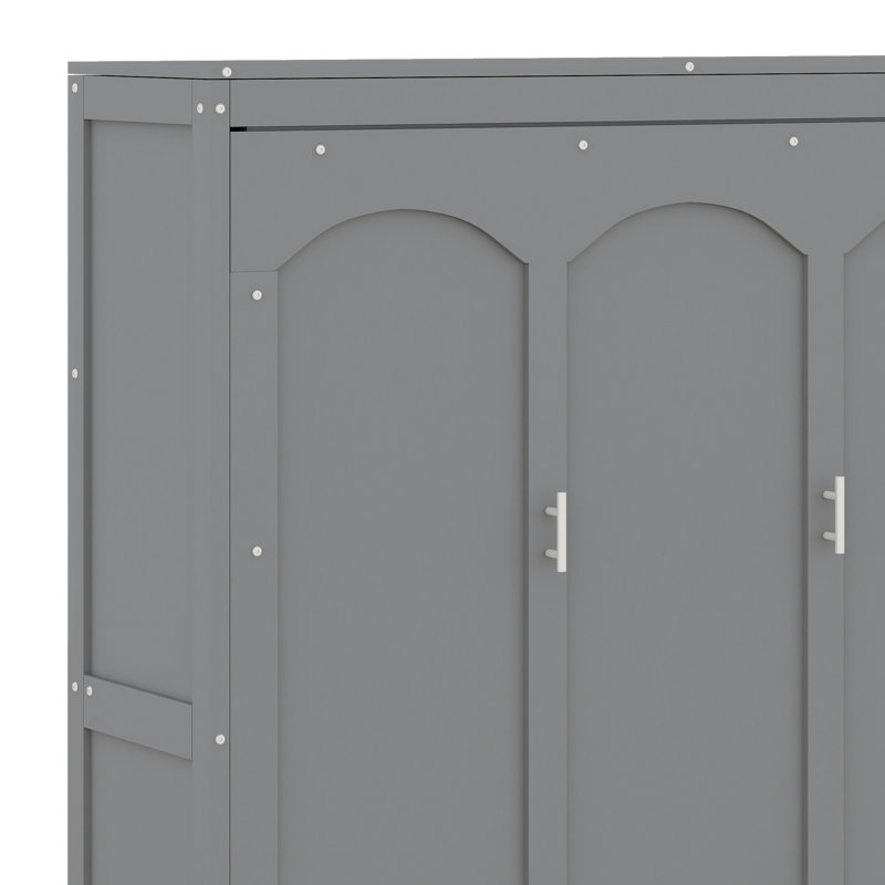 Murphy Bed Wall Bed With Shelves, Gray