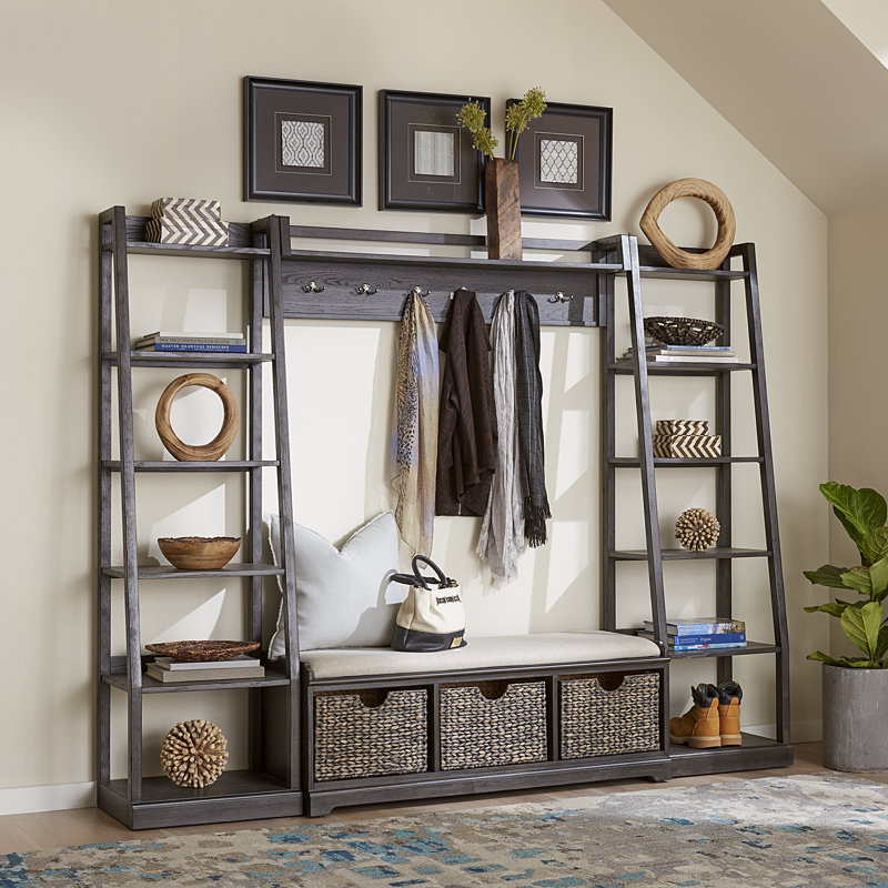 Odysseus Hall Tree 92'' Wide with Bench and Shoe Storage
