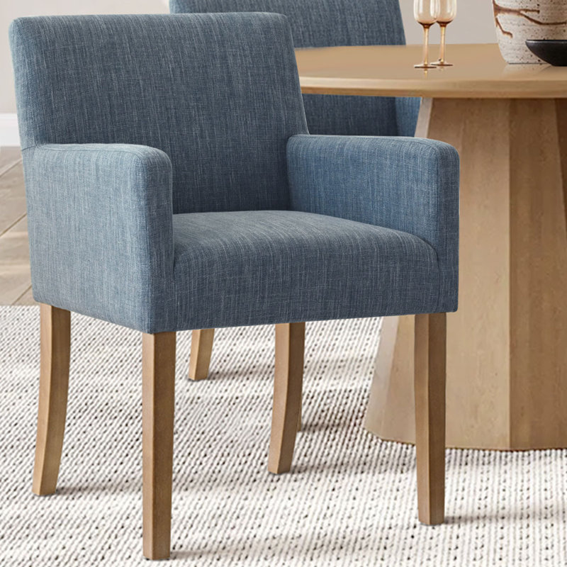 Chaise de salle à manger rembourrée en bois massif Beste, Bleu