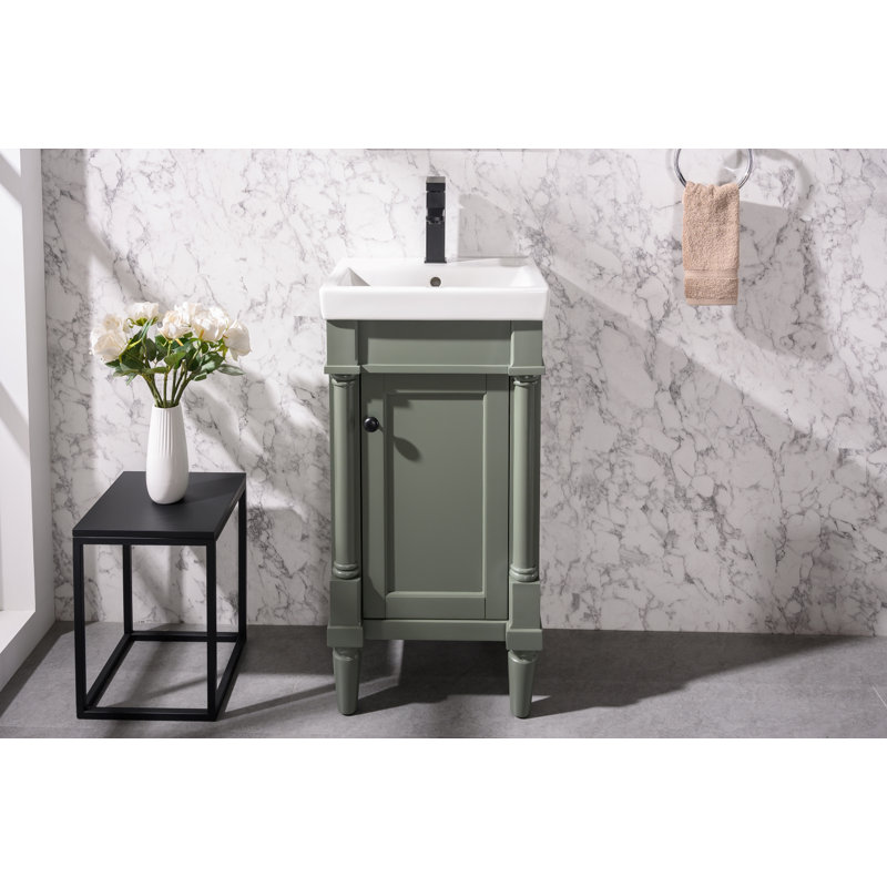 Makris 17.5'' Single Bathroom Vanity with Ceramic Top, Pewter Green