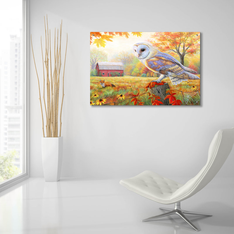«Morning At The Old Farm» par Bridget Voth, art mural en verre acrylique, 36 po x 24 po