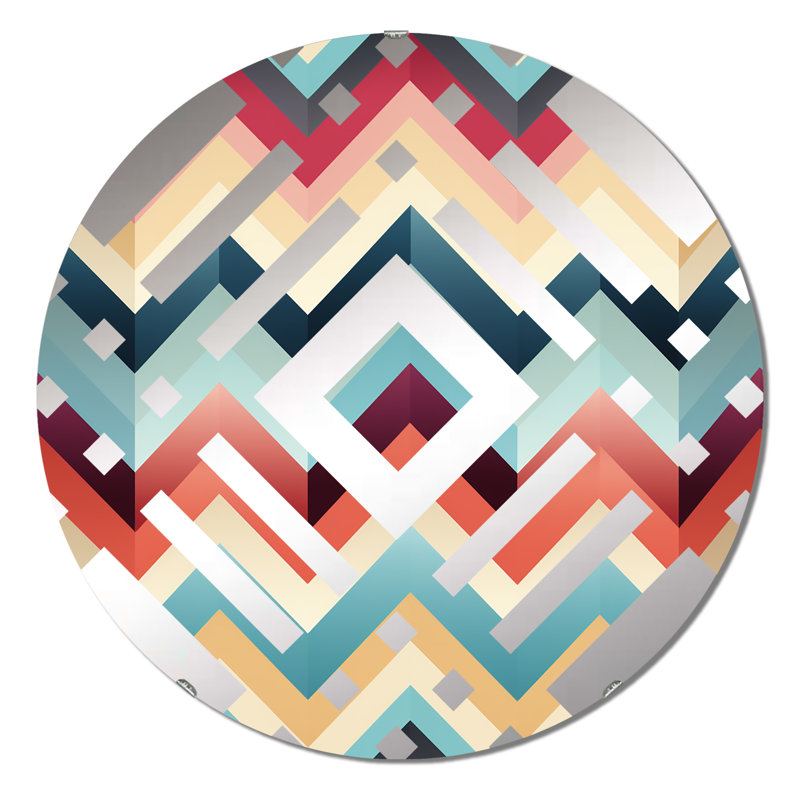 Miroir décoratif à motif de chevrons multicolores, 31,4 po x 31,4 po