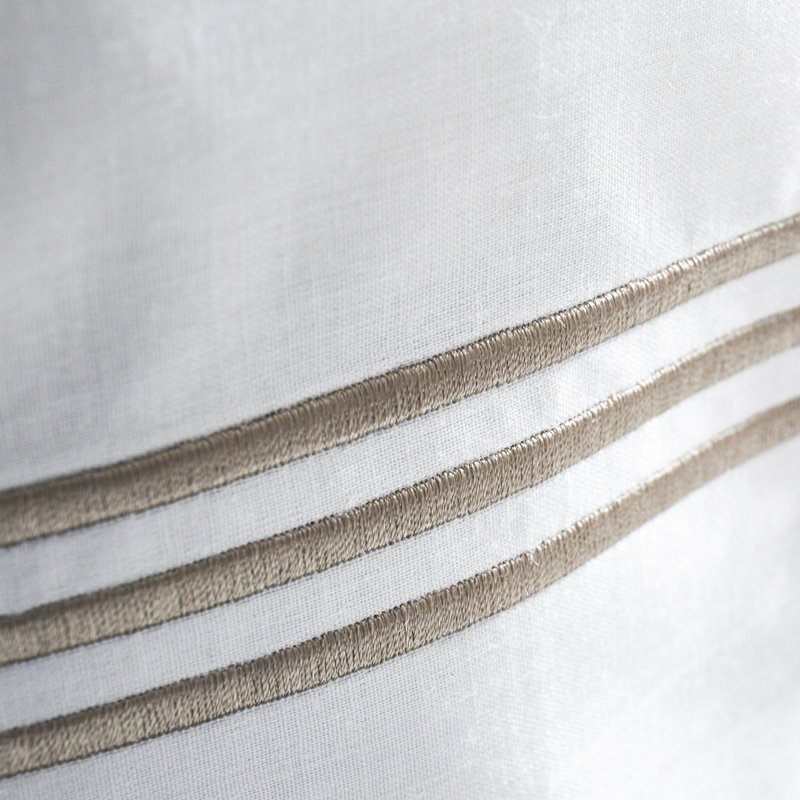 Cotton Blend Solid Colour Duvet Cover with Pillowcases, White/Latte, Single Duvet Cover + 1 Standard Pillowcase