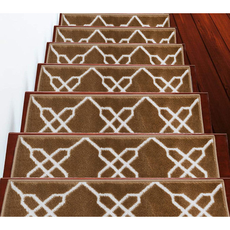Tapis d'escalier intérieur 9 po x 28 po Teviston Cozy, Vibrant and Soft, Beige