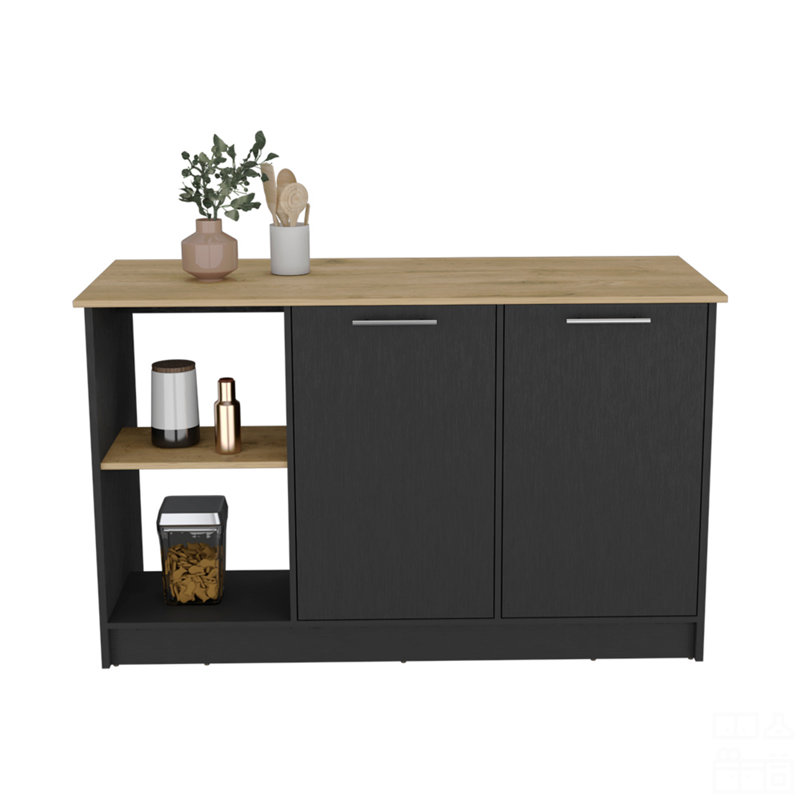 Kitchen Island, Black/Natural