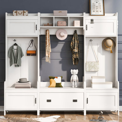 Belleique 78 " Wide Hall Tree with Drawers and Shoe Storage