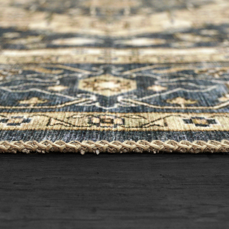 ELISE 6302-510 BLEU MARINE / IVOIRE, Tapis de couloir 2 pi 6 po x 7 pi 6 po