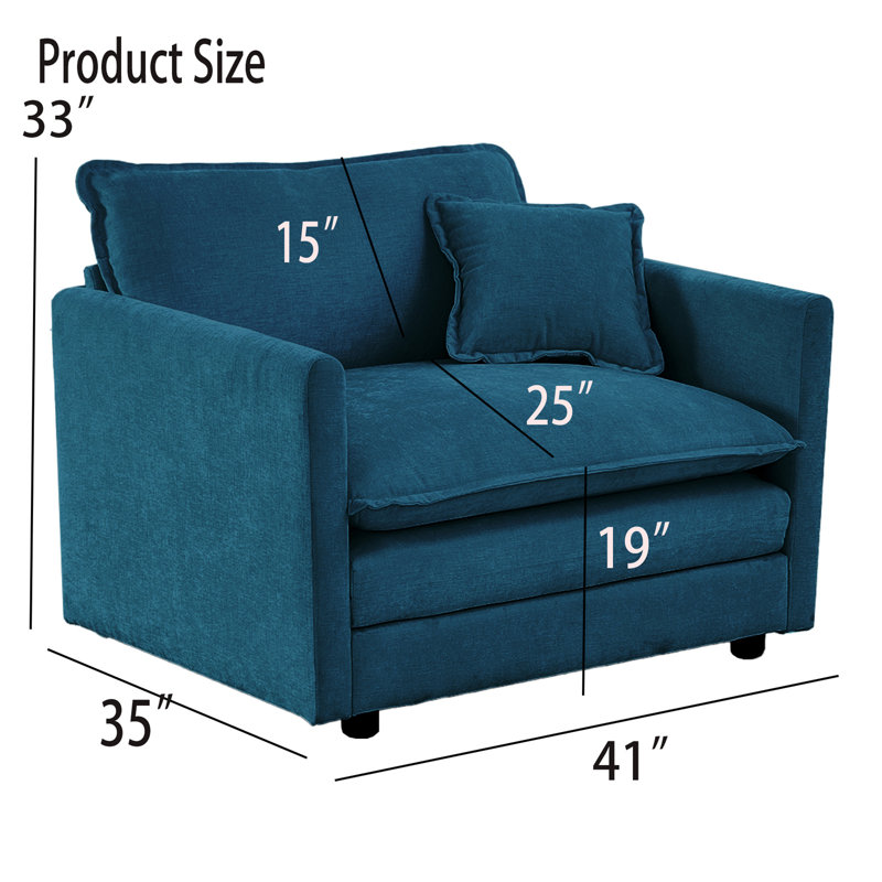 70'' Upholstered Sofa, Blue Chenille