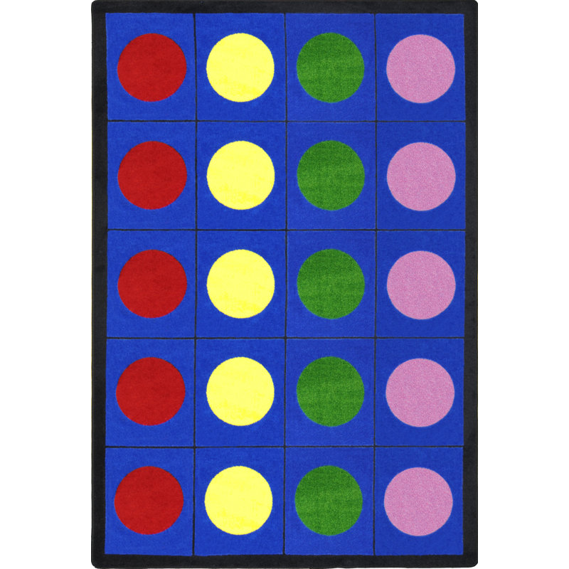 Polka Dots Machine Woven Nylon Rug, Rectangle 5'4" x 7'8"