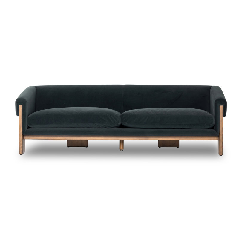 Cairo 90.5" Upholstered Sofa, Modern Velvet Smoke Polyester Blend