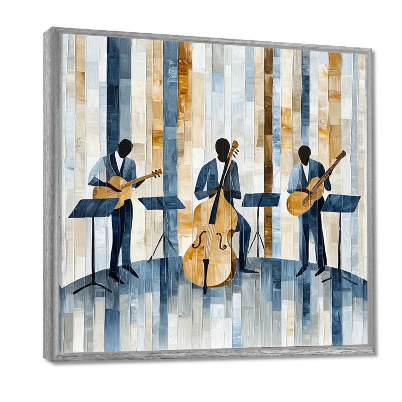 «Jazz Musisans In The Studio - Music Jazz Print», art mural, H 30 po x l 30 po, Reproduction avec cadre flottant