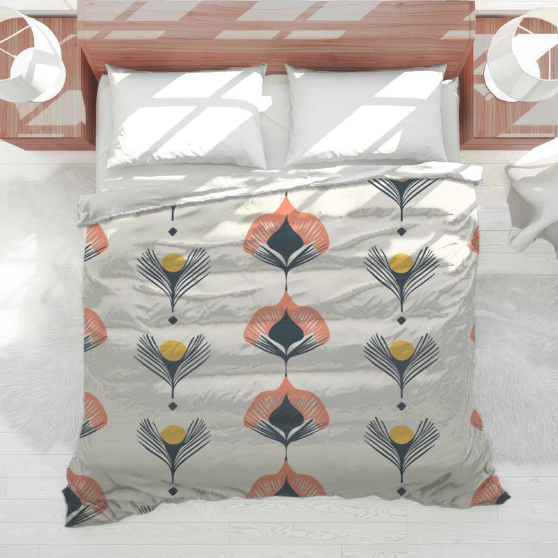 Art Deco Floral Motif Comforter, Twin Extra Long
