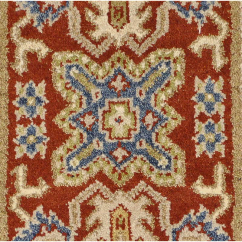 Tapis décoratif en laine rouge de conception unique 2 pi 1 po x 4 pi 1 po noué à la main