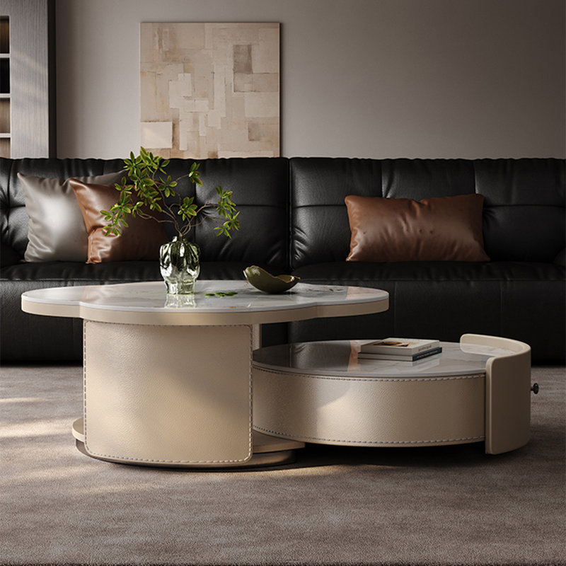 Ensemble de tables basses Modern, Blanc / Gris