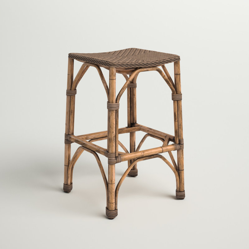 Bohemian Rattan Bar Stool - Handwoven Comfort and Sustainable Style, Bar Stool (30" Seat Height)
