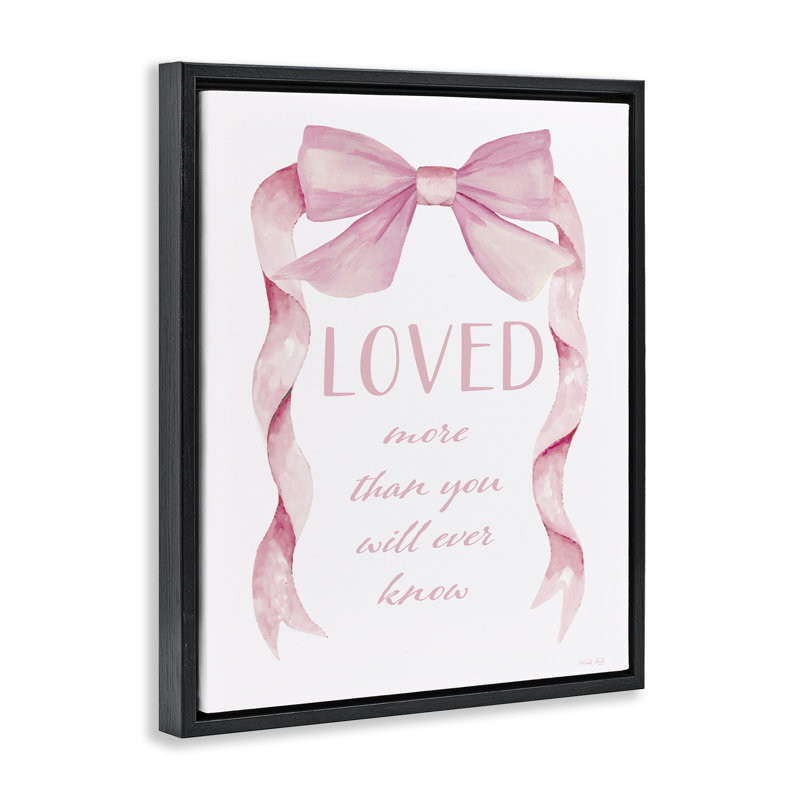 Cadre flottant à ruban rose Love More Sentiment, design par Cindy Jacobs, Cadre flottant noir de jais, H 31 po x l 25 po