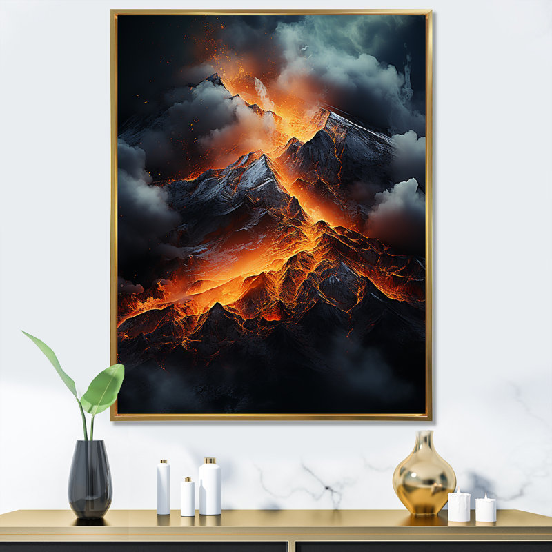 Volcan Volcanic Wilderness I, Cadre flottant doré, H 32 po x l 24 po x P 1 po