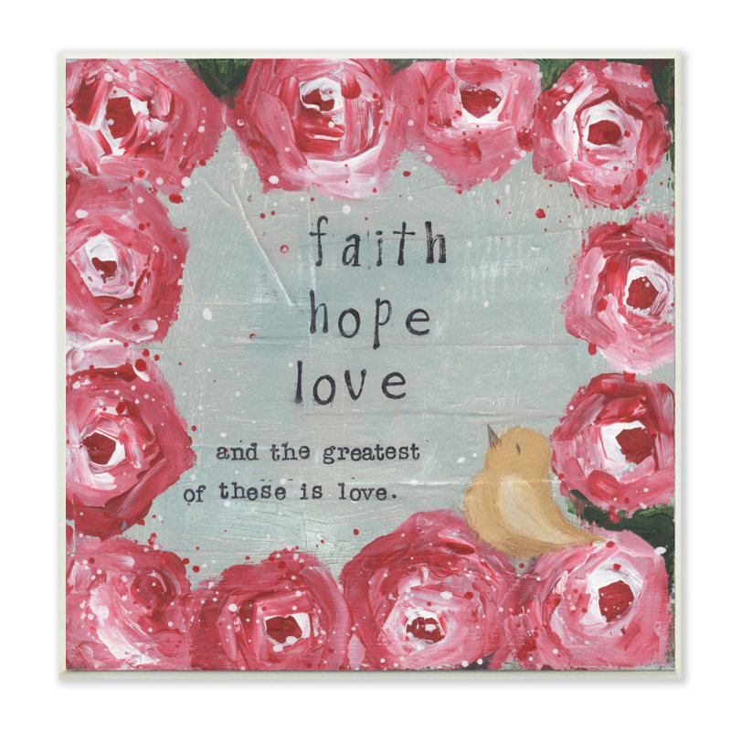 «Faith Hope The Greatest Is Love», peinture, H 12 po x l 12 po, Plaque murale