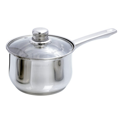 Buckingham Stainless Steel Deep Saucepan with Glass Lid Induction Compatible 16 cm 2 Litres  