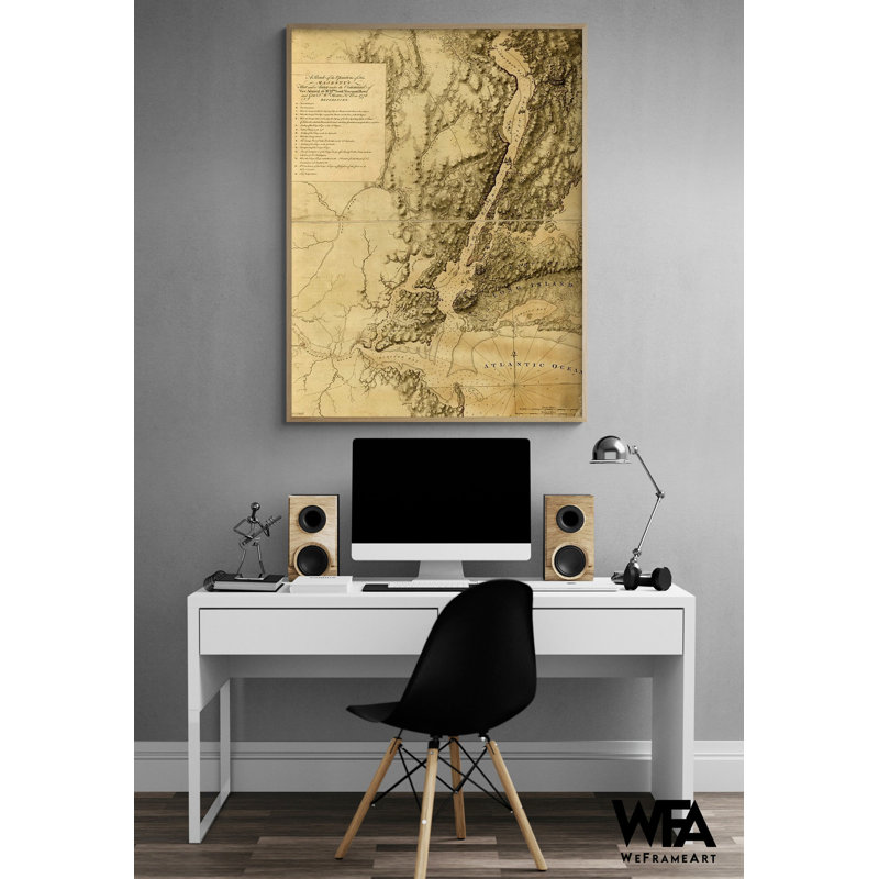 «British Fleet and Army Under Howes Command», cadeau d'affiche militaire, art mural de la bataille, décor de l'armée britannique, impression d'art historique, art mural antique
