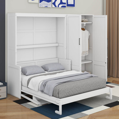 Grand lit escamotable mural avec placard