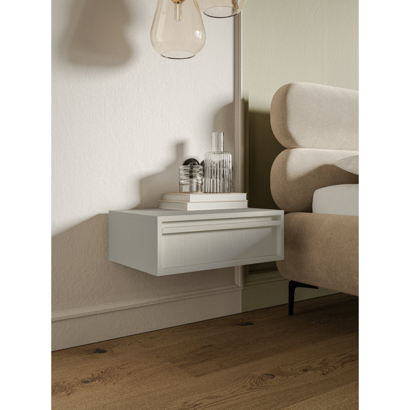 Akhi 50cm W Manufactured Wood Bedside Table, Beige