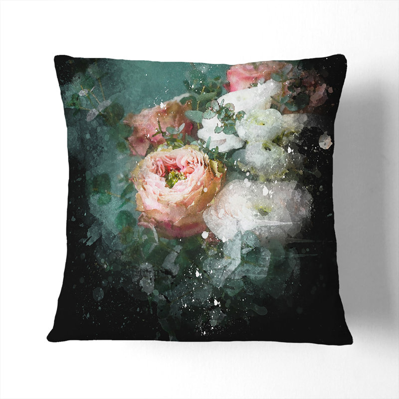 Floral Square Throw Cushion, 40cm H x 40cm W x 15cm D